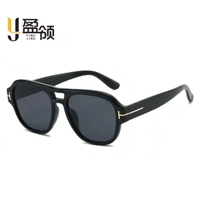 New Fashion UV-Protection Sunglasses for Men and Women, Trendy Oversized Frame, Lightweight Eye-Protection Glasses, Cross-Border Double-Bridge Sunglasses