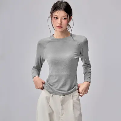 Merino Wool Long Sleeve Yoga Top for Women, Stretchy and Soft - 7