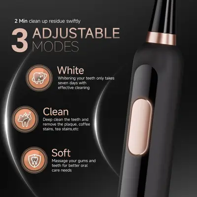Rechargeable Electric Toothbrush Set with Multi-Mode Settings and Travel Case - 3