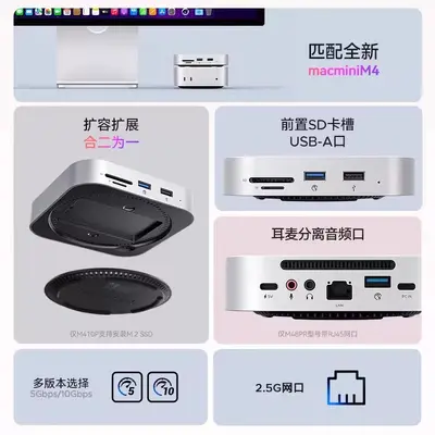 Aoruike Macmini M4 Genişletme İstasyonu, M4 Pro, Type-C, M.2 Sabit Disk Desteği