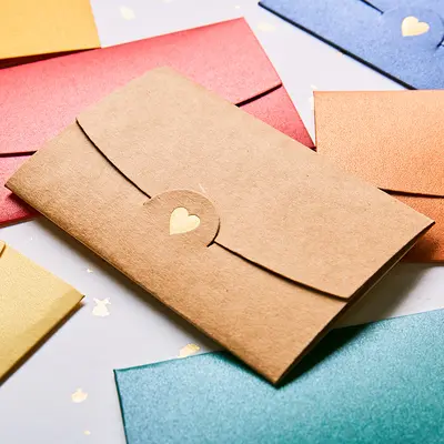 Small Greeting Card Envelope, Hot-Stamped Heart Design, Pearlescent Paper - 3