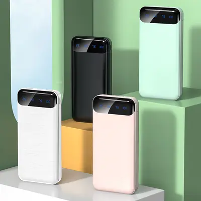 Cross-border Power Bank 20000mAh High Capacity Mini Portable Mobile Charger with Built-in Cable Customizable