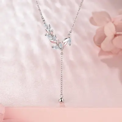 S999 Silber-Weizenähren-Quastenkette, Damen