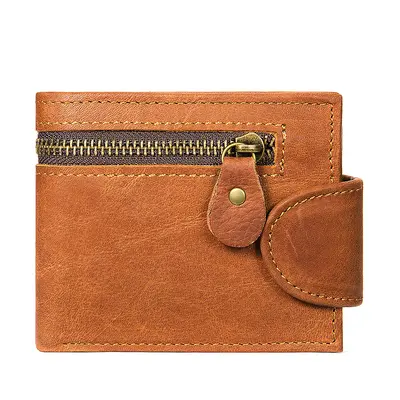 Crazy Horse Leather Men's Short Wallet, Genuine Top-Grain Cowhide - 9