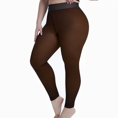 Nine-Point Black Sheer-Look Fleece-Lined Leggings, 200g