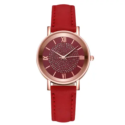 Kadın kuvars saati, deri kordon, rhinestone detaylı - 7