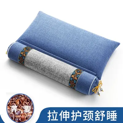Cervical spine pillow, special sleep neck pillow, sleep aid pillow, cylindrical buckwheat seed hard buckwheat hull vertebra pillow - 7