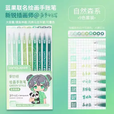 Nine-Color Fluorescent Gel Pen Set in Box for Diary and Handwriting - 7
