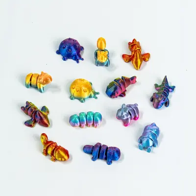 Mini Multi-Joint 3D Printed Animal Figurine, Colorful, Cute Creative Toy