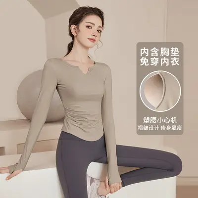Women's Long Sleeve Yoga and Running Top, Breathable Slim Fit - 7