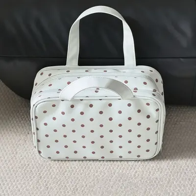 Polka Dot Large Capacity Portable Makeup Bag, Waterproof - 7