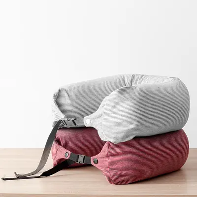 Japanese Style U-Shaped Jersey Neck Pillow with Foam Particles, Travel Size
