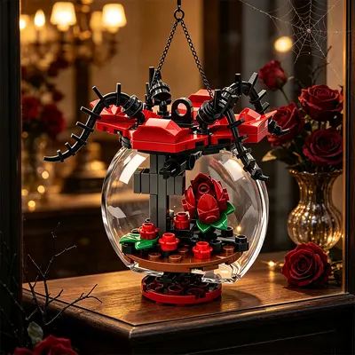Halloween Glass Ball Pendant Building Blocks, One-Eyed Monster and Spider Set - 4