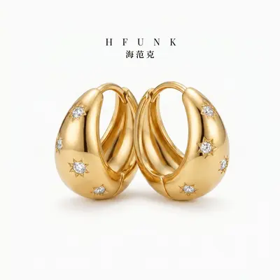 Round eight-point star zircon stud earrings, retro Japanese-Korean style - 7