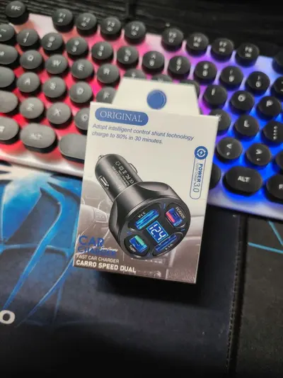 4 USB Dijital Ekranlı Araç Şarjı 66W Süper Hızlı Şarj Telefon Dönüştürücü Şarj Başlığı Dört Adet QC3.0 Araç Şarjı - 13