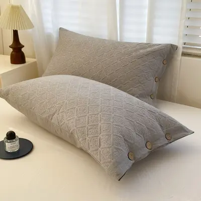 100% Cotton Button Pillow Cover, 48x74 cm, Single Size - 13