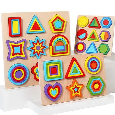 Geometric Shape Ring Toss and 3D Puzzle Grip Board