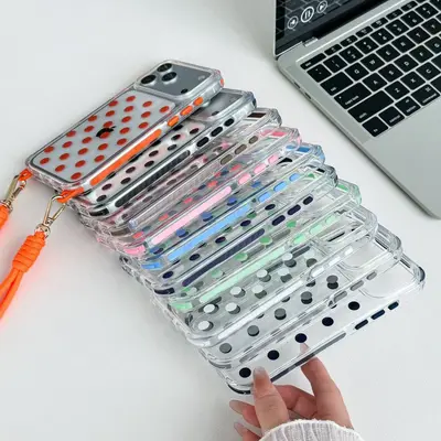 iPhone 17 women's phone case, camera protection, green dot pattern