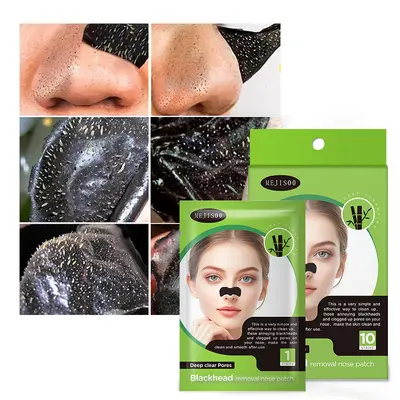 Cross-border foreign trade bamboo charcoal blackhead remover nose strips, blackhead removal pore cleansing acne pore strip, T-zone peel-off nose mask patch, full English packaging