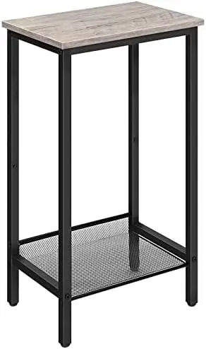 Small Side Table with Mesh Bottom Shelf, Storage Coffee Table for Bedroom and Office