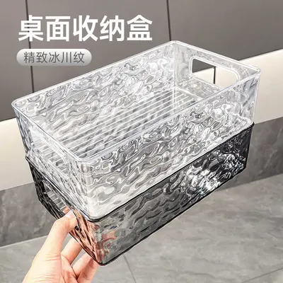 Acrylic cosmetics basket glacier pattern, stackable transparent - 3