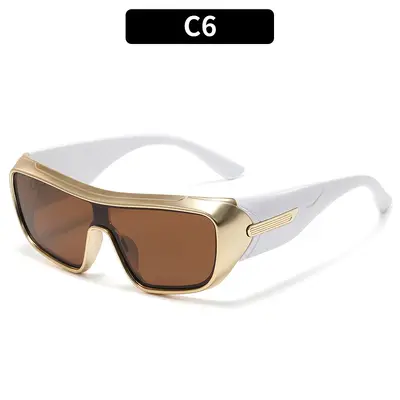 Oversize-Herrensonnenbrille mit einteiligen Gläsern im Retro-Stil und UV-Schutz - 10