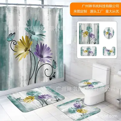 Plant Print Polyester Shower Curtain, Waterproof and Mildew Resistant - 11