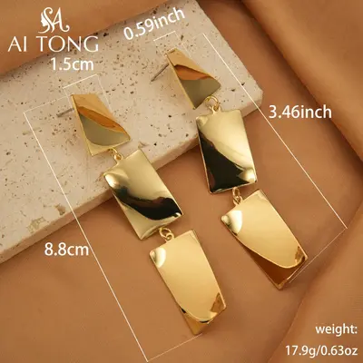Metal Foldable Fan-Shaped Geometric Retro Earrings - 12