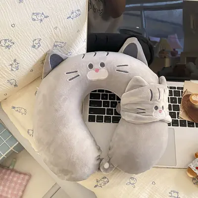Kedi göz maskeli U şeklı boyun yastığı - 9