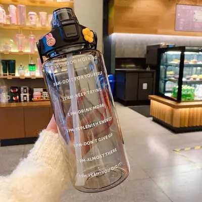 Große Kapazität Sporttrinkflasche 2 Liter Trend-Pipettenglas mit Skalierung tragbares einfaches auslaufsicheres stoßfestes Wasser-Trinkgefäß - 10