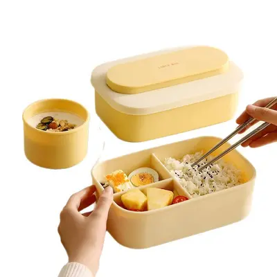Food-Grade Silicone Lunch Box, Microwave-Safe, Compartmented, Leak-Proof