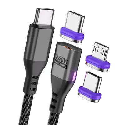 Magnetisches Schnelllade-Datenkabel 240W mit doppelter Typ-C-Schnittstelle PD-Schnellladekabel, kompatibel mit Android-, Apple- und Huawei-Mobiltelefonen - 7