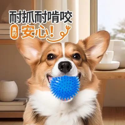 Grenzüberschreitender Hundespielzeug-Ball für Haustiere, quietschendes Huhn, Ball mit Stacheln und Ton, für große und kleine Hunde, elastischer Ball zum Zähneputzen und gegen Langeweile, nicht beißbar