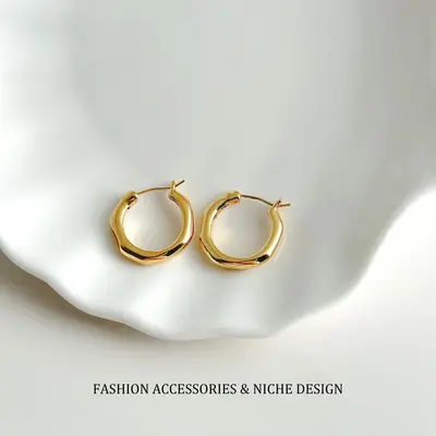 ARSIS Flowing Metal Earrings, French Style, Silver - 6