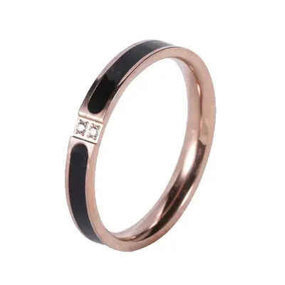 Black Drop-Glaze Titanium Steel Zircon Ring for Women - 5
