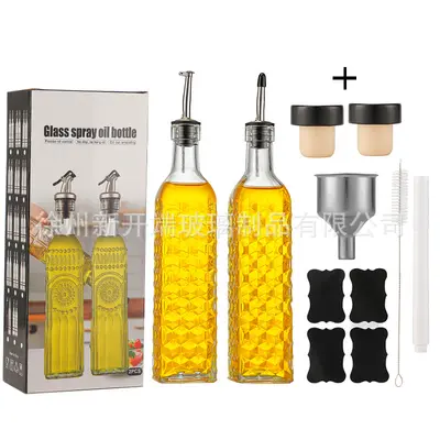 Amazon cam yağ şişesi 500ml koyu yeşil zeytinyağı şişesi dağıtıcısı sınır ötesi sirke şişesi seti dropshipping üreticisi - 12