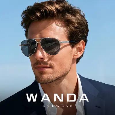 Classic Aviator Sunglasses S19203, Adult, Titanium Alloy Frame, Unisex - 1