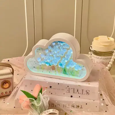 Cloud Tulip Night Lamp DIY Handmade Mirror Flower Sea Atmosphere Light Desktop Decoration Creative Gift - 8