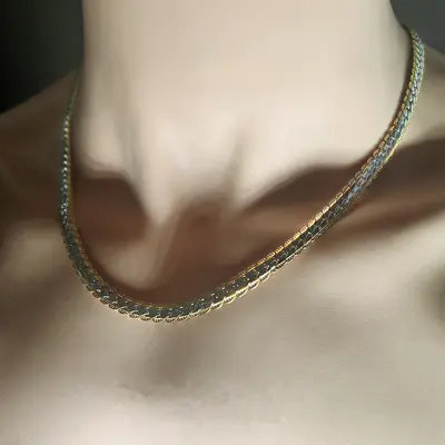 Men's necklace, Cuba chain, double, luxury, gold color
