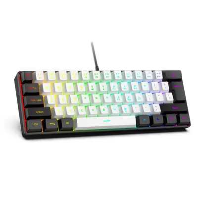61 tuşlu RGB oyun kablolu klavye ve fare seti renkli MINI mekanik olmayan film siyah beyaz bilgisayar klavyesi