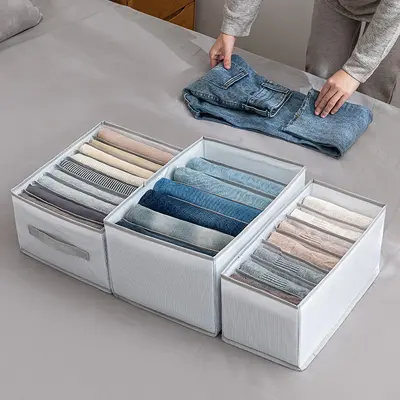 抽屉式衣服裤子收纳箱家用衣柜分类衣物整理神器可折叠水洗收纳盒 - 4