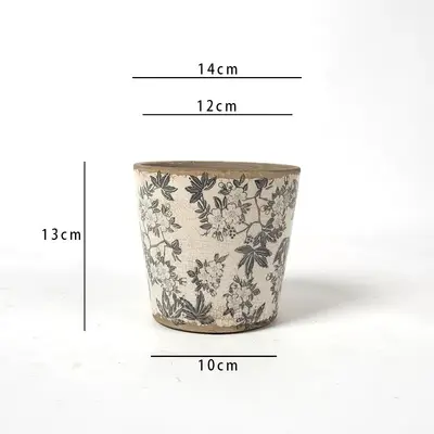 Retro Ceramic Planter Blue and White Porcelain Succulent Pot - 11