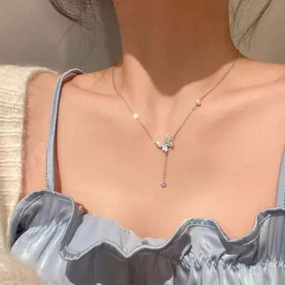 S925 gümüş inci kolye kadın kilitleme zinciri - 11