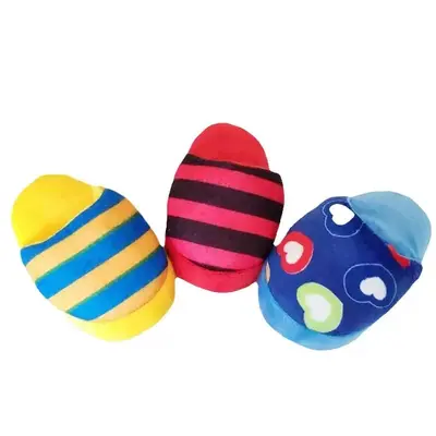 Squeaky Plush Slipper Dog Toy Chew-Resistant Small Breed - 4