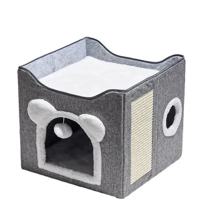 Foldable Winter Cat Bed with Three-Layer Sisal Scratching Surface - 13