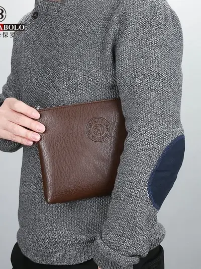 Herren-Clutch aus PU-Leder mit Handyfach