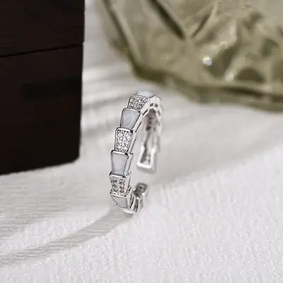 精工满钻蛇骨形戒指女轻奢气质高级感百搭个性开口指环戒批发代发 - 7