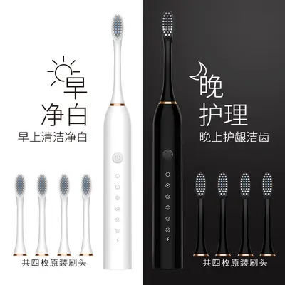 6-Speed Electric USB Toothbrush with Rinsing Function and Brush Head
