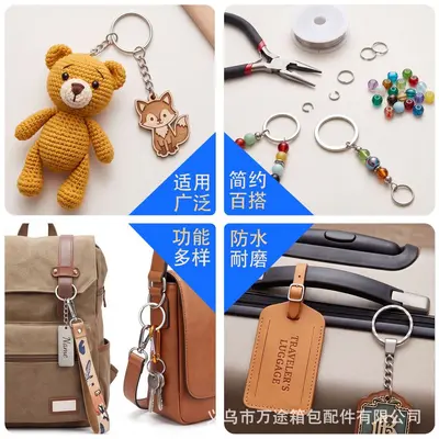 Key ring key chain accessories, key rings, metal rings, split rings, double loop rings, flat rings, open iron rings, nickel-plated ring with chain