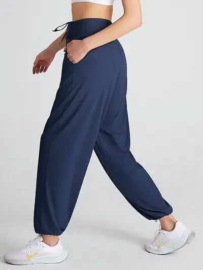 Gevşek Kesim Hızlı Kuruyan Yoga Pantolonu, Büzgülü Paça, Fitness - 8